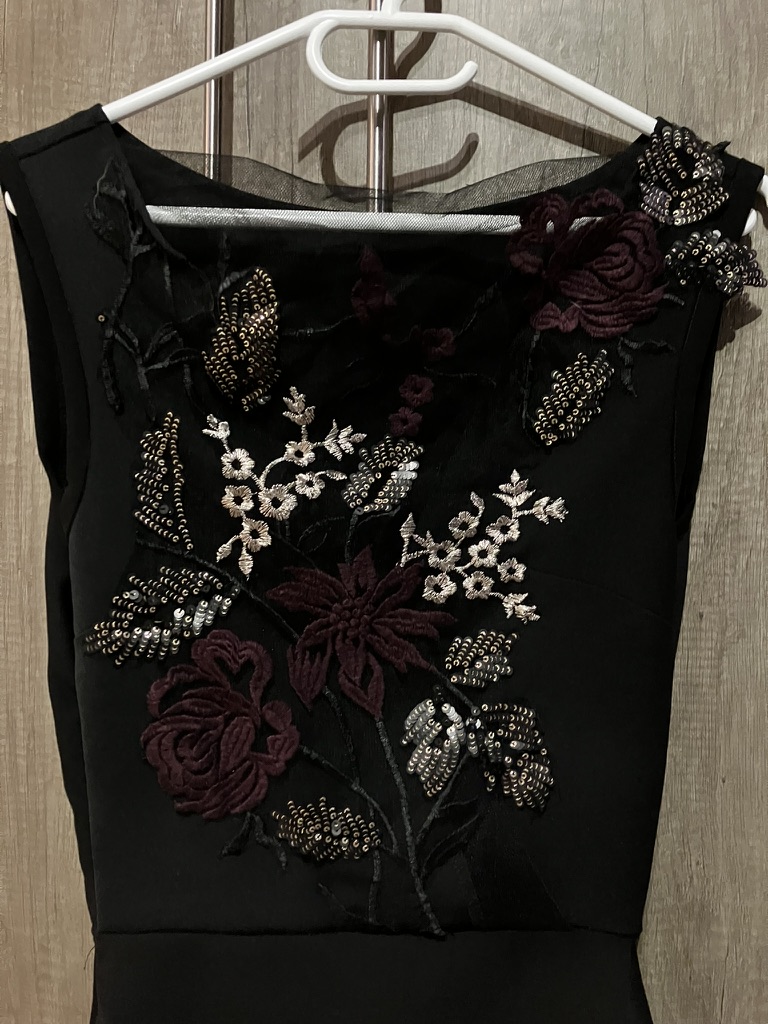Black bodice with floral embroidery