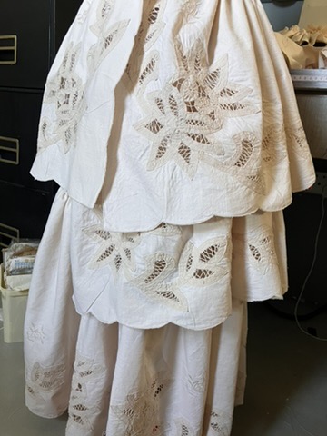 Eyelet skirt rebuilt from an old dress