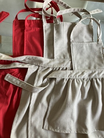 Linen aprons made from salvaged cloth