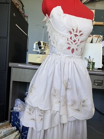 White cotton bodice rebuilt in the studio