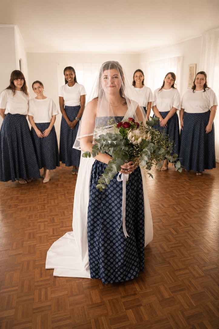 Hand-tied satin bow on a bridal party dress