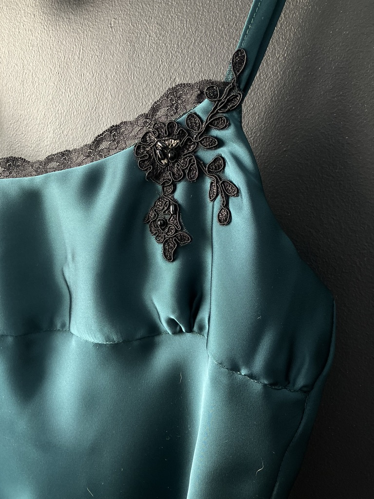 Blush satin and lace details