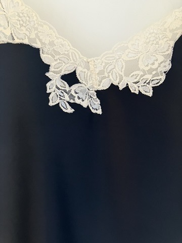 Olive satin slip with lace